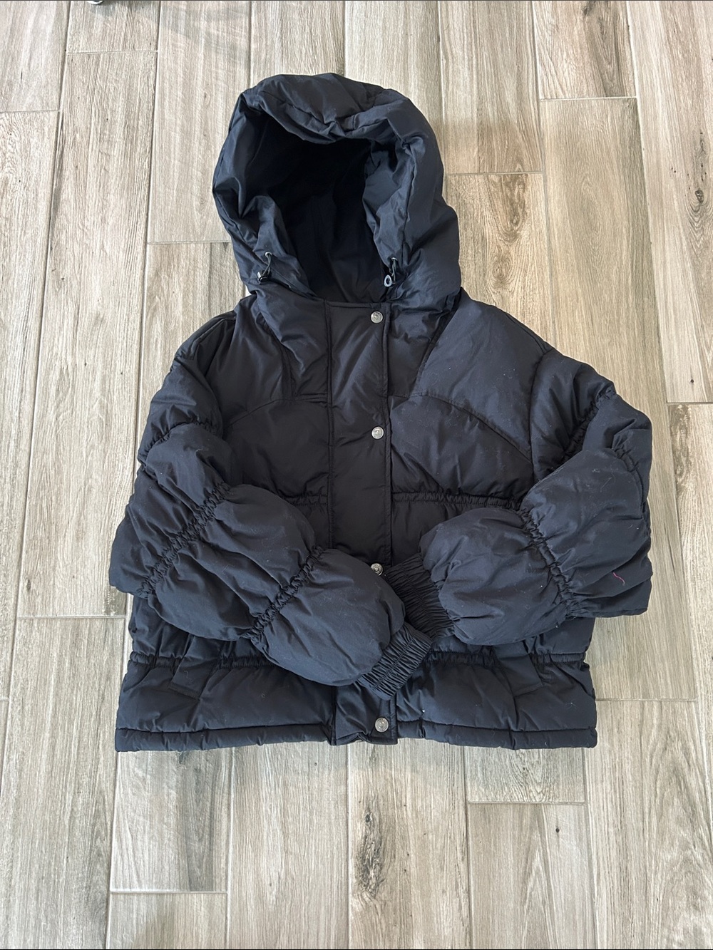 NWT Free People Black Hooded Puffer Jacket